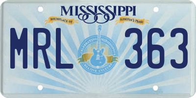 MS license plate MRL363