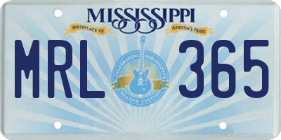 MS license plate MRL365