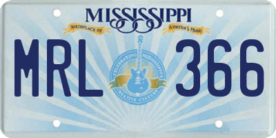 MS license plate MRL366