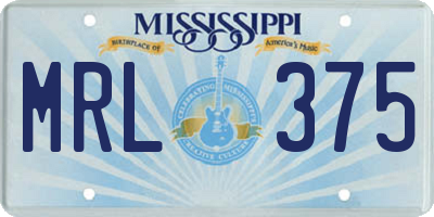 MS license plate MRL375