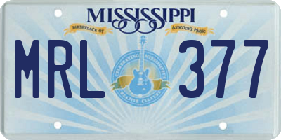 MS license plate MRL377