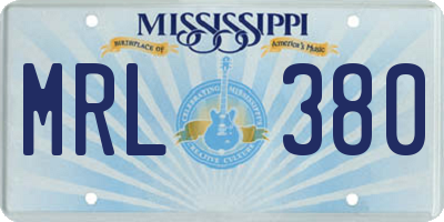 MS license plate MRL380