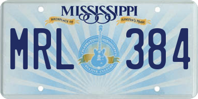 MS license plate MRL384