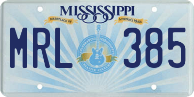MS license plate MRL385
