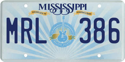 MS license plate MRL386
