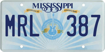 MS license plate MRL387