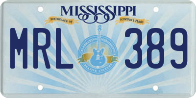 MS license plate MRL389