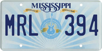 MS license plate MRL394