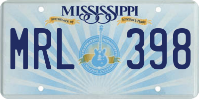 MS license plate MRL398