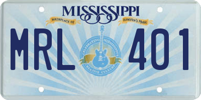 MS license plate MRL401