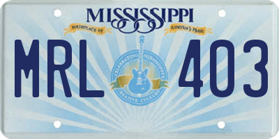 MS license plate MRL403