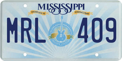 MS license plate MRL409