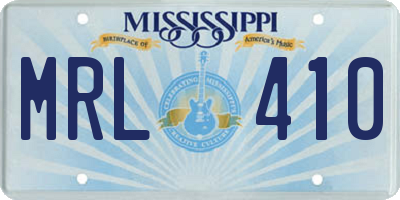 MS license plate MRL410