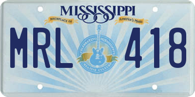 MS license plate MRL418