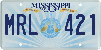 MS license plate MRL421
