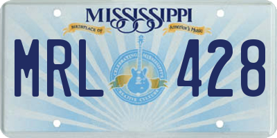 MS license plate MRL428