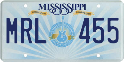 MS license plate MRL455