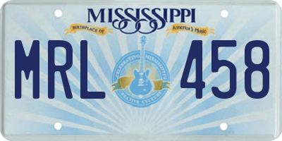MS license plate MRL458