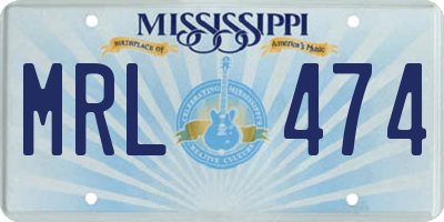 MS license plate MRL474