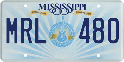 MS license plate MRL480