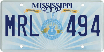 MS license plate MRL494