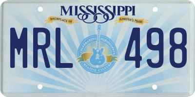 MS license plate MRL498