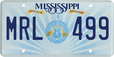 MS license plate MRL499