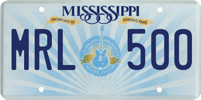 MS license plate MRL500