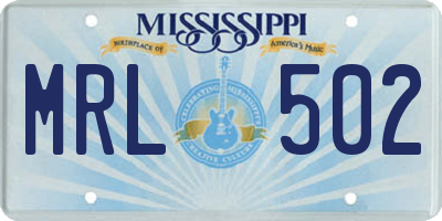 MS license plate MRL502