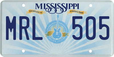 MS license plate MRL505