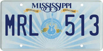 MS license plate MRL513