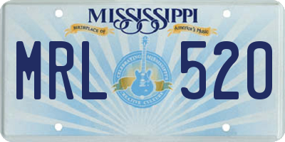 MS license plate MRL520