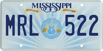 MS license plate MRL522