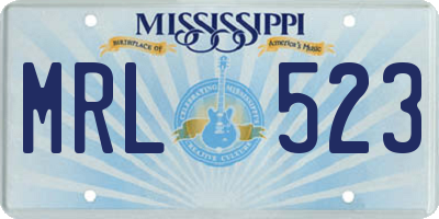 MS license plate MRL523