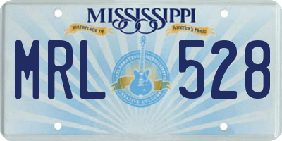 MS license plate MRL528