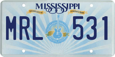 MS license plate MRL531