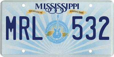 MS license plate MRL532