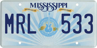 MS license plate MRL533