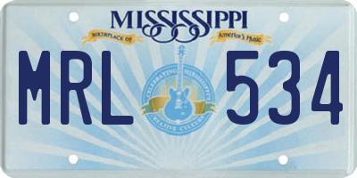 MS license plate MRL534