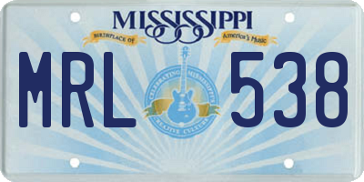 MS license plate MRL538