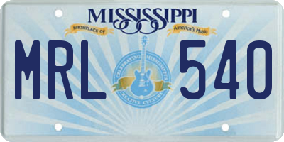 MS license plate MRL540