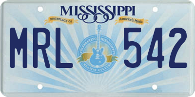 MS license plate MRL542