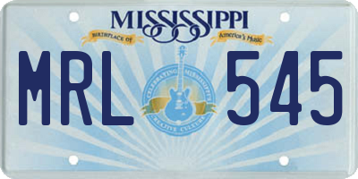 MS license plate MRL545
