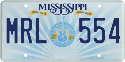 MS license plate MRL554
