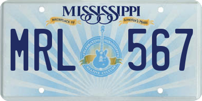 MS license plate MRL567