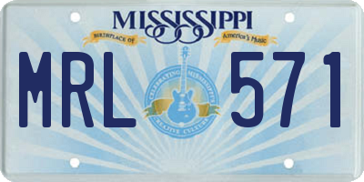 MS license plate MRL571