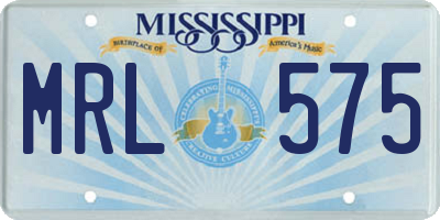 MS license plate MRL575