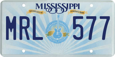 MS license plate MRL577