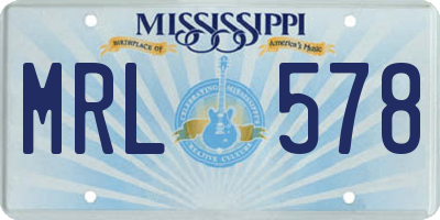 MS license plate MRL578