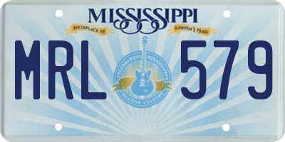MS license plate MRL579